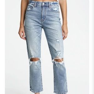 Size 28 Daze “Straight Up In Karma” light wash high rise straight jean
